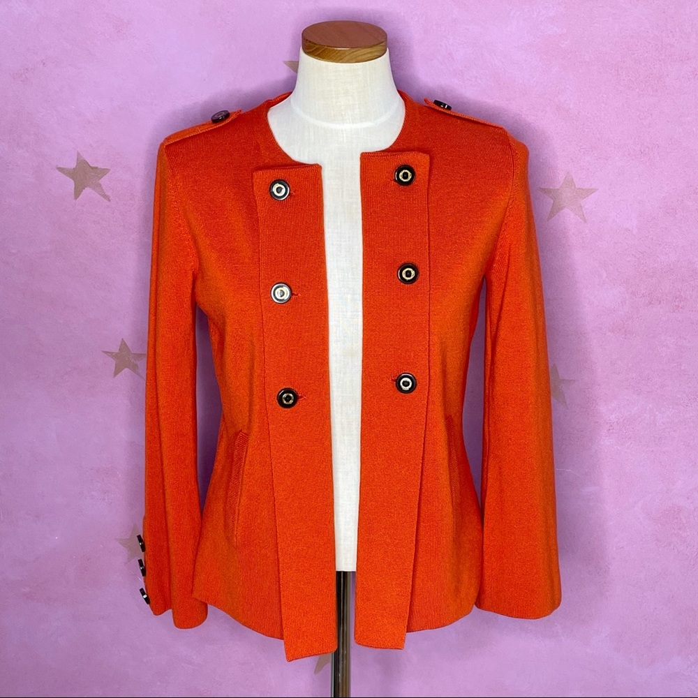 Tory Burch Orange Wool Sammy Sweater Jacket Small Orig $598